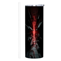 20 oz Stainless Steel Insulated Tumbler - Striking Red & Black Tunnel Design Double Wall with Lid & Straw - Perfect for Home Office & Travel