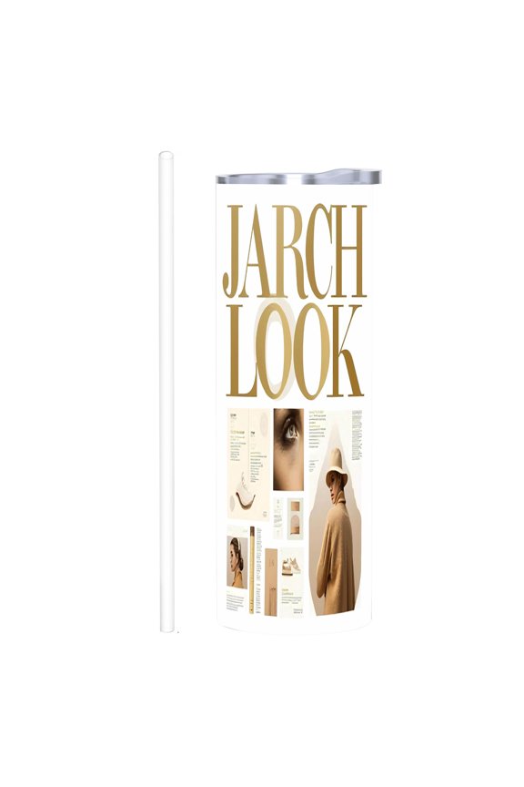 20 oz Stainless Steel Insulated Tumbler - Stylish Metallic Design with Bold ' LOOK ' Text Perfect for Home Office & Travel