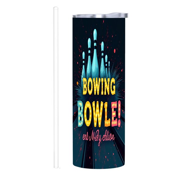 20 oz Stainless Steel Insulated Tumbler - Vibrant Bowling Design ' BOWLING BOWLE en Mercy Edition ' Perfect for Home Office & Travel