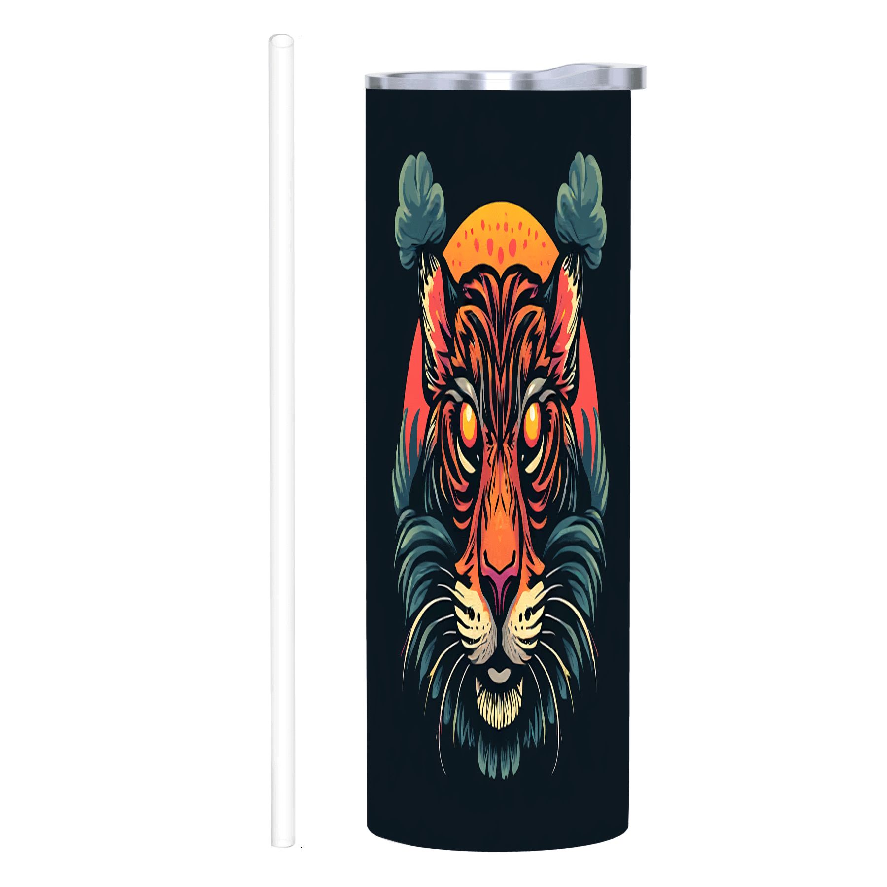 20 oz Stainless Steel Insulated Tumbler - Vibrant Tiger Face Design