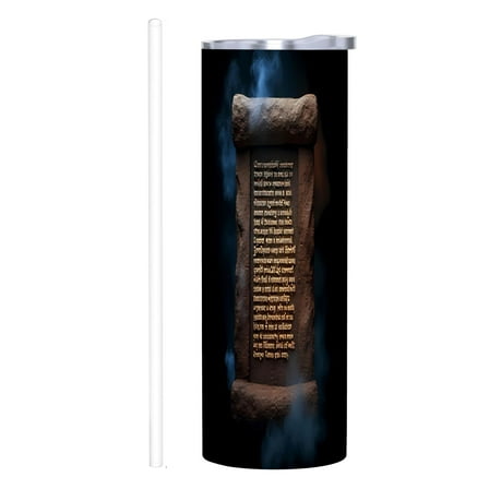 20 oz Stainless Steel Insulated Tumbler with Ancient Stone Pattern Lids & Straw - Reusable Travel Mug for Home Office & Car