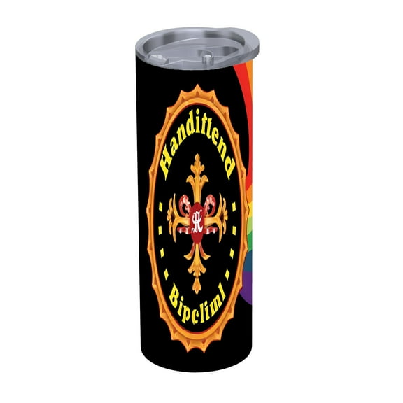 20 oz Stainless Steel Insulated Tumbler with Decorative Emblem Double Wall Coffee Cup Reusable Travel Mug for Home Office & Car