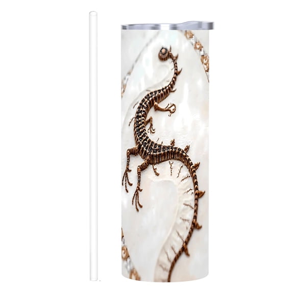 20 oz Stainless Steel Insulated Tumbler with Silver Lid Pattern Design Reusable Travel Mug for Home Office & Car