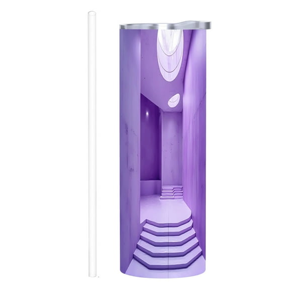 20 oz Stainless Steel Insulated Tumblers - Stylish Purple Pattern Double Wall Lids & Straw Perfect for Home Office & Travel