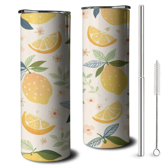 20 oz Thermal Insulated Coffee Mug with LeakProof Lid Lemon () Water Bottle for Mountain Halloween Fishing Christmas