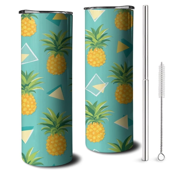 20 oz Thermal Insulated Coffee Mug with LeakProof Lid Pineapple Skinny Tumbler for Mountain Halloween Fishing Christmas