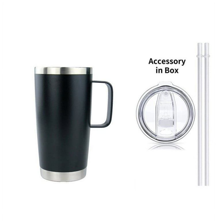 ALOUFEA 20 oz Insulated Coffee Mug Tumbler with Handle,  Stainless Steel Travel Mug Tumbler with Lid and Straw,Double Wall Vacuum  Leak Proof Ice Coffee Thermal Cup, Black: Tumblers & Water