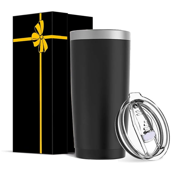 20 oz Tumbler Stainless Steel Tumblers with Lid Double Wall Vacuum Insulated Coffee Mug 20oz Cup for Hot and Cold Drinks, Black, 1 pack
