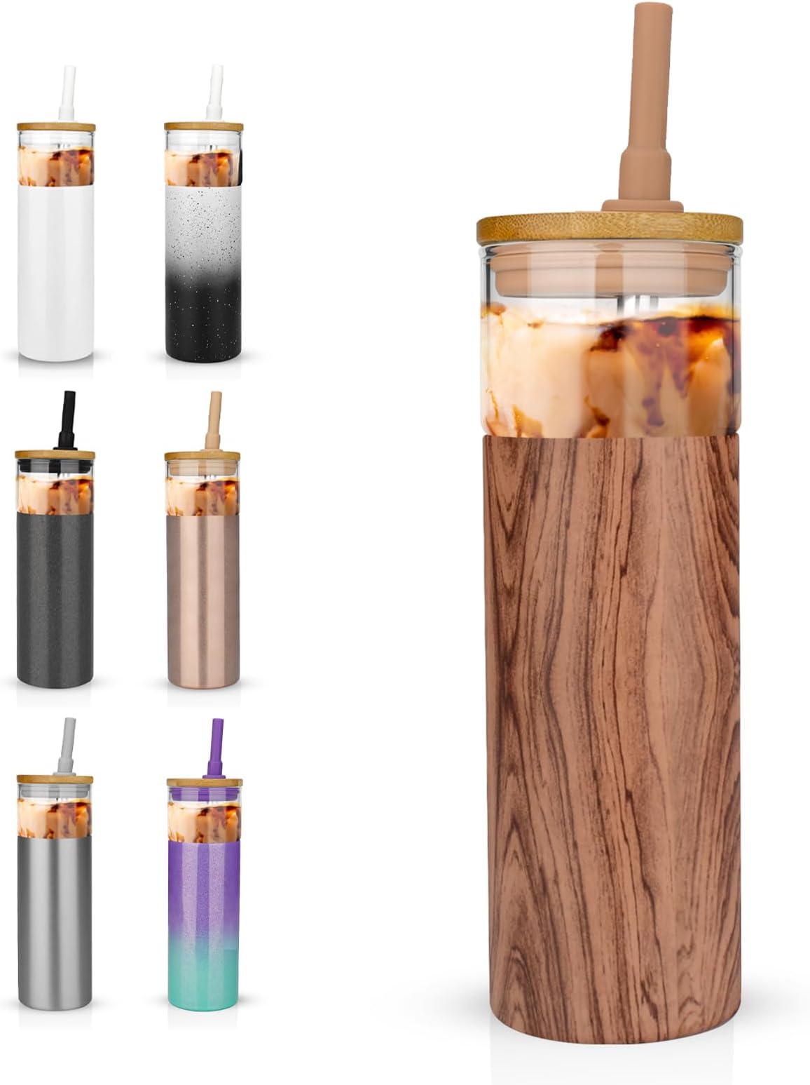 20 oz Vacuum Insulated Glass Tumbler with Lid and Straw - Keeps Drinks ...