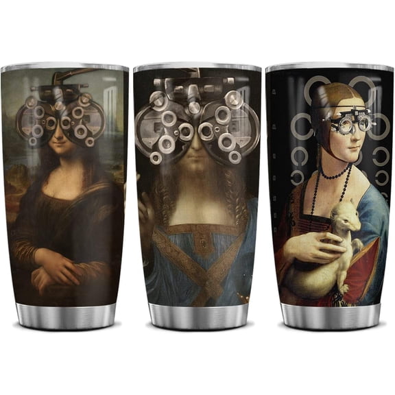 20 oz Vintage Painting Optometry Gifts Eye Tech Optician Stainless Steel Tumbler Mug - Optometrist Ophthalmologist Gifts Eye Doctor Optometrist Tech Optometric Technicians Eye Chart Mug