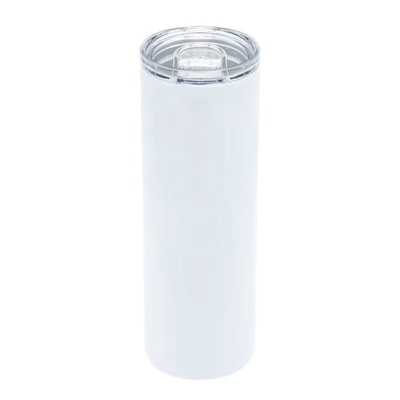 20 oz White Straight Stainless Steel Vacuum Insulated Tumbler with Lid and Straw