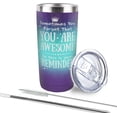 thumbnail image 1 of 20 oz You Are Awesome Purple Glitter Stainless Steel Tumbler with Lid and Straw, Vacuum Double Wall Insulated Affirmation Coffee Cup, Inspirational Quote Travel Mug Gifts for Women Girls, 1 of 6