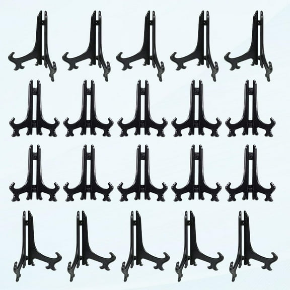 20-pack 3-inch plastic easel board display stand black small picture frame stand