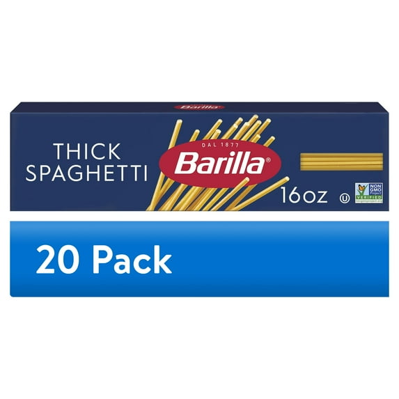 (20 pack) Barilla Classic Non-GMO, Kosher Certified Thick Spaghetti Pasta, 16 oz