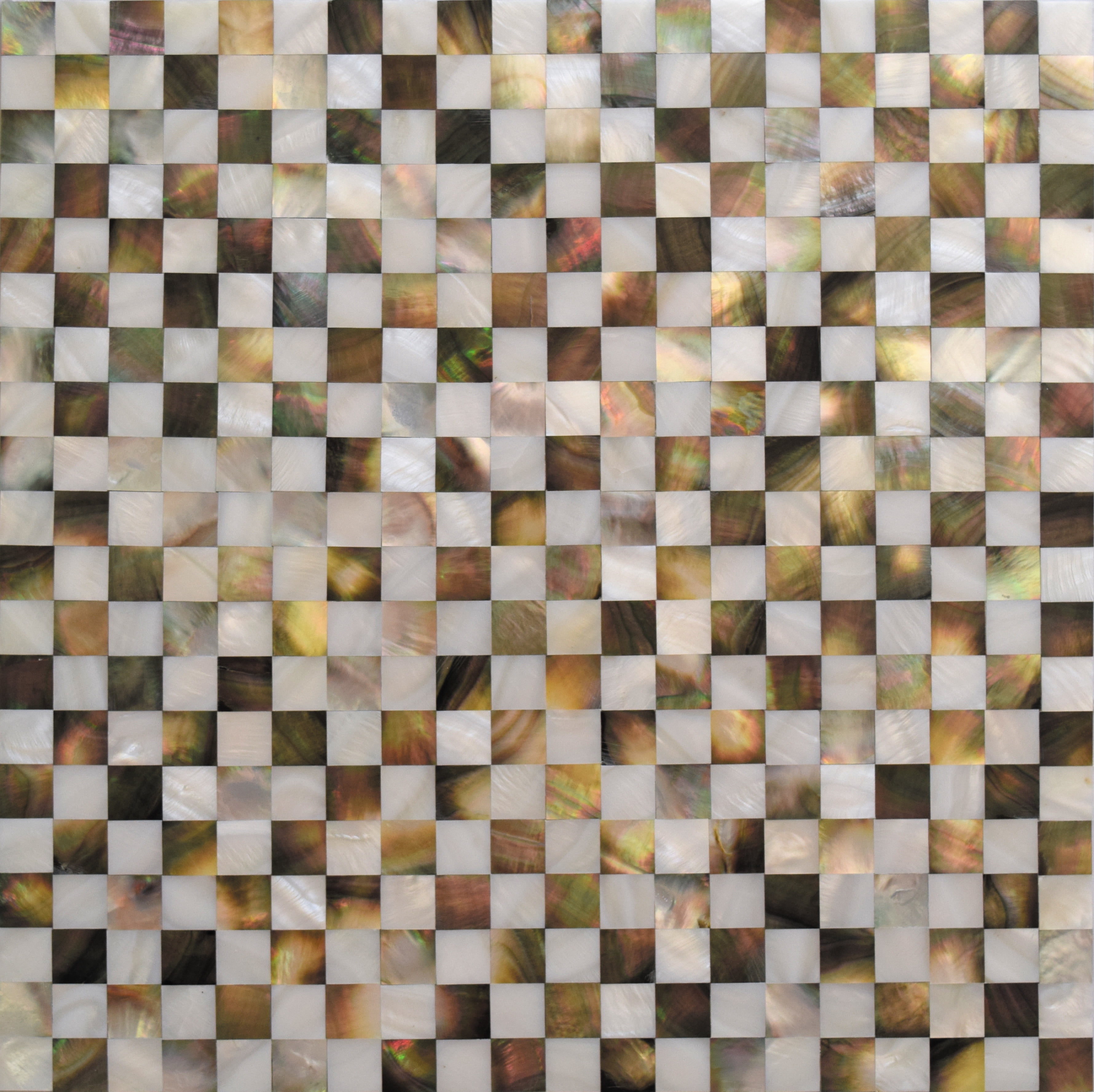 20 pack Beige, Brown and White 11.8 in. x 11.8 in. Polished Mother of Pearl Checker Board Wall Mosaic Floor and Wall Tile (19.34 sq. ft./case)
