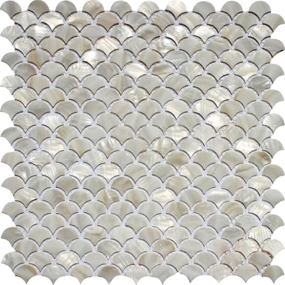 20 pack Chiffon White 11.8-in x 11.8-in Polished Natural Stone Scale Patterned Wall Tile (19.34 sq. ft./Case)