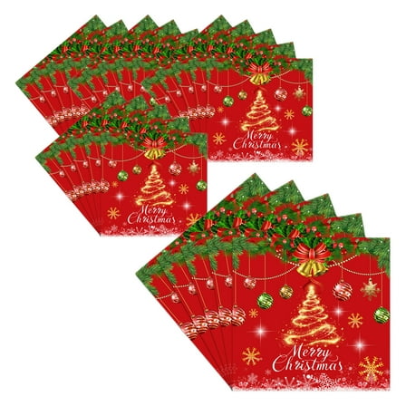 20-pack Christmas Party Supplies Christmas Disposable Paper Tableware Red Paper Napkins