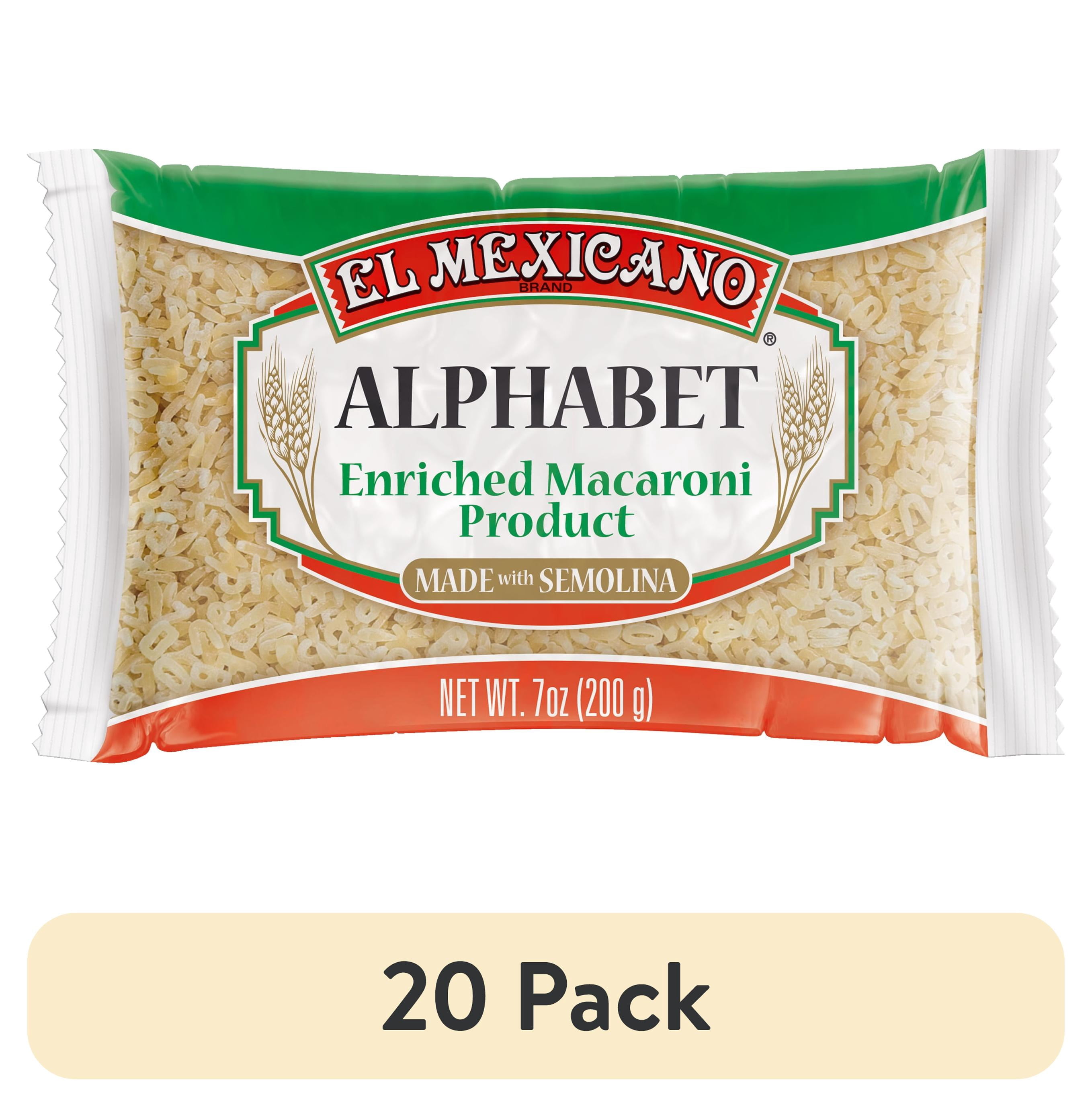 (20 pack) El Mexicano Alphabet Pasta, Letras, 7 oz Bag
