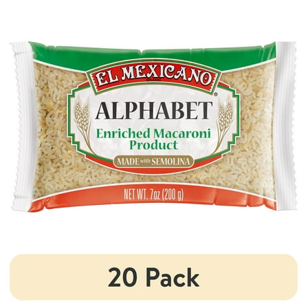 (20 pack) El Mexicano Alphabet Pasta, Letras, 7 oz Bag