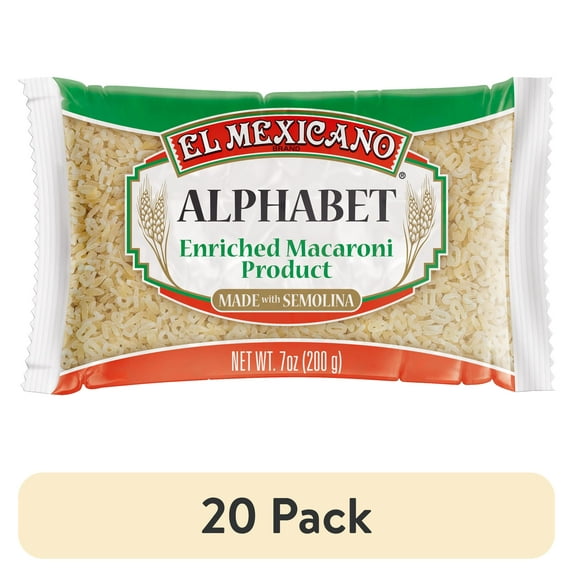 (20 pack) El Mexicano Alphabet Pasta, Letras, 7 oz Bag