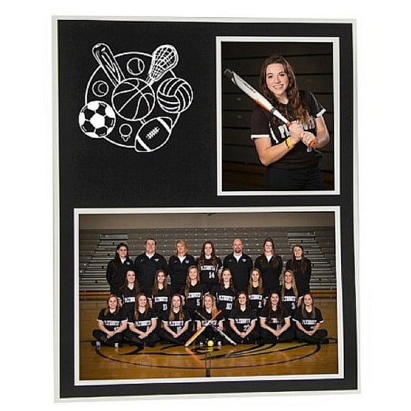 (20 pack) GROUP PORTRAIT MIXED-SPORTS MEMORYMATE Black w White Border cardstock 7x5 3one-half inchx5 photo frame sold in 20 s - 5x7