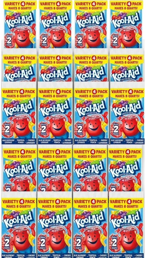 (20 pack) Kool-Aid Unsweetened Drink Mix Variety Pack, 4 Packets, for ...
