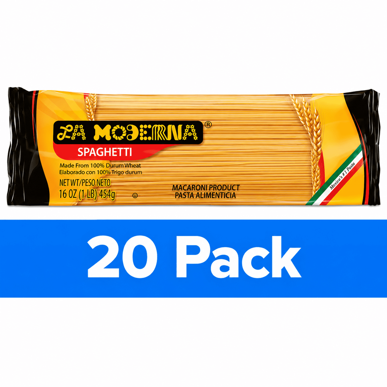 (20 pack) La Moderna, Spaghetti Pasta, Durum Wheat, 16 oz