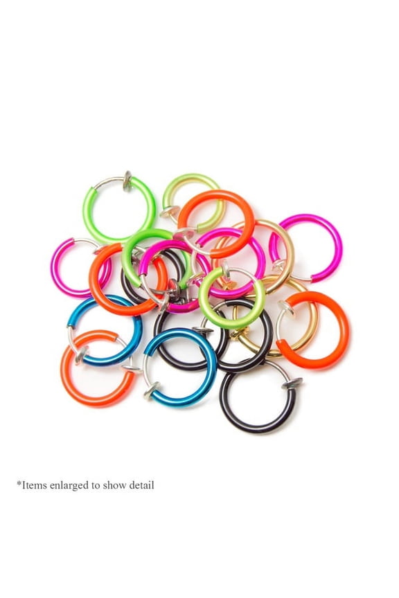 20-pack Non-piercing Fake Hoops Anodized Finish - Lip, Nose, Cartilage & Ear