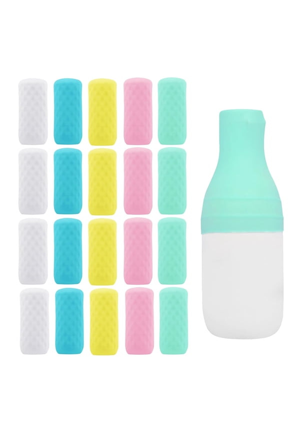 20 pack Travel Essentials Accessories Silicone Bottle Covers, Cruise Essentials, Beach Vacation Essentials for Women Men, Elastic Sleeves for Leak Proofing, Fit Travel Size Bottles Toiletries