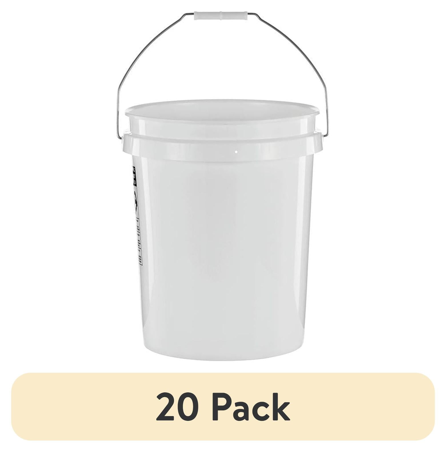 Housoutil White Plastic Bucket With Handle & Lid - 1.5 Gallon, Heavy Duty Paint Pail, Household & DIY Use