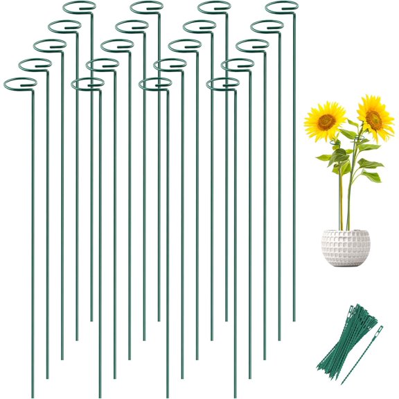 20 packs of 36-inch plant support piles for outdoor plants and indoor flowers | Including 24 kinks, made of strong, rust-proof metal; very suitable for supporting hibiscus, sunflowers, etc.