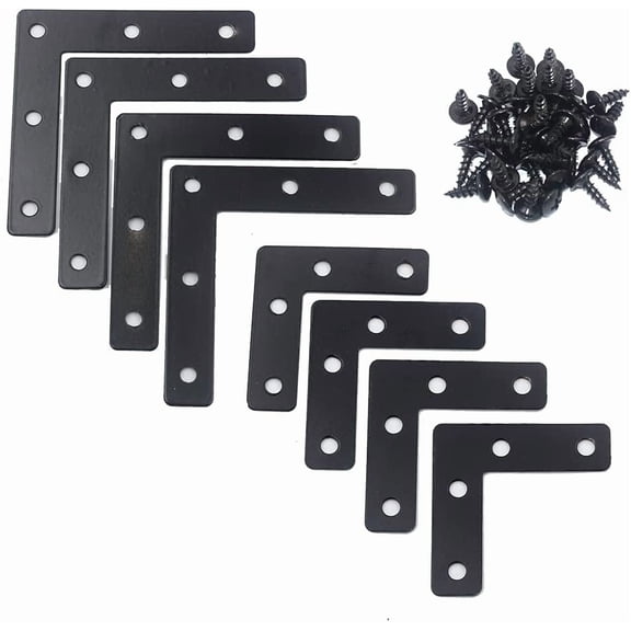 20 packs of two sizes 3-1/8 inch and 2 inch black flat angle brackets with screws, photo frame angle brackets