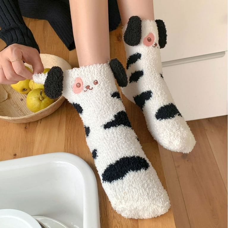 20 pairs Womens Cartoon Fuzzy Socks Cozy Winter Home Slipper Warm Soft  Thick Comfy Gift funny socks Color random