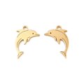 thumbnail image 1 of 20 pc 201 Stainless Steel Pendants Laser Cut Ocean Theme Golden Dolphin 16.5x11x1mm Hole: 1.5mm, 1 of 3