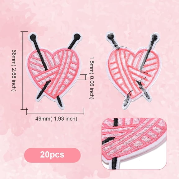 20 pc 20Pcs Pink Embroidered Heart Shape Patch Valentines Iron on Patches Cute Striped Sew on Repair Badge Appliques Bulk for Sewing Making Cloth Jackets Socks Valentines Christmas Backpack Supply