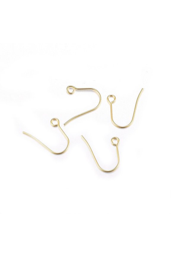 20 pc 304 Stainless Steel Earring Hooks Ear Wire with Horizontal Loop Golden 15x19x0.7mm Hole: 2mm Pin: 0.7mm
