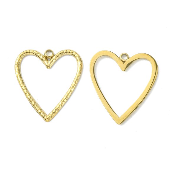 20 pc 304 Stainless Steel Pendants Hollow Heart Charms Real 14K golden Plated 19.5x17x1mm Hole: 1.5mm