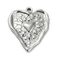 thumbnail image 1 of 20 pc 304 Stainless Steel Pendants Textured Heart Charm Stainless Steel Color 25.5x21x3mm Hole: 1.6mm, 1 of 3