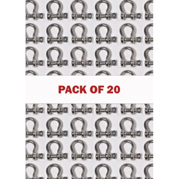 20 pc 5mm 3/16" Marine Bow Shackle Clevis DRing 316 Stainless Steel Boat Rigging