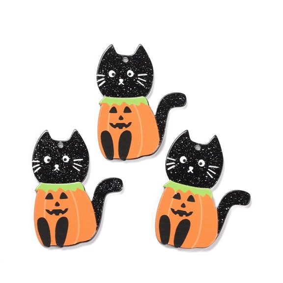 20 pc Acrylic Pendants for Cat Black 39x30x2mm Hole: 1.5mm
