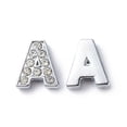 thumbnail image 1 of 20 pc Alloy Initial Slide Charms with Grade A Rhinestones for Personalized Name Necklaces Making Lead Free & Nickel Free Platinum Letter.A 12~13x8~13x4~5mm Hole: 8x2mm, 1 of 4