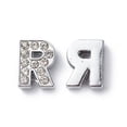 thumbnail image 1 of 20 pc Alloy Initial Slide Charms with Grade A Rhinestones for Personalized Name Necklaces Making Lead Free & Nickel Free Platinum Letter.R 12~13x8~13x4~5mm Hole: 8x2mm, 1 of 4