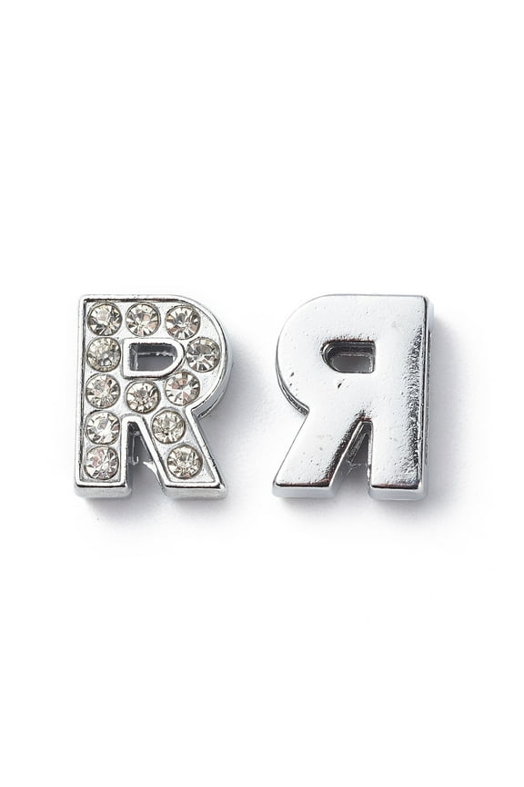 20 pc Alloy Initial Slide Charms with Grade A Rhinestones for Personalized Name Necklaces Making Lead Free Nickel Free