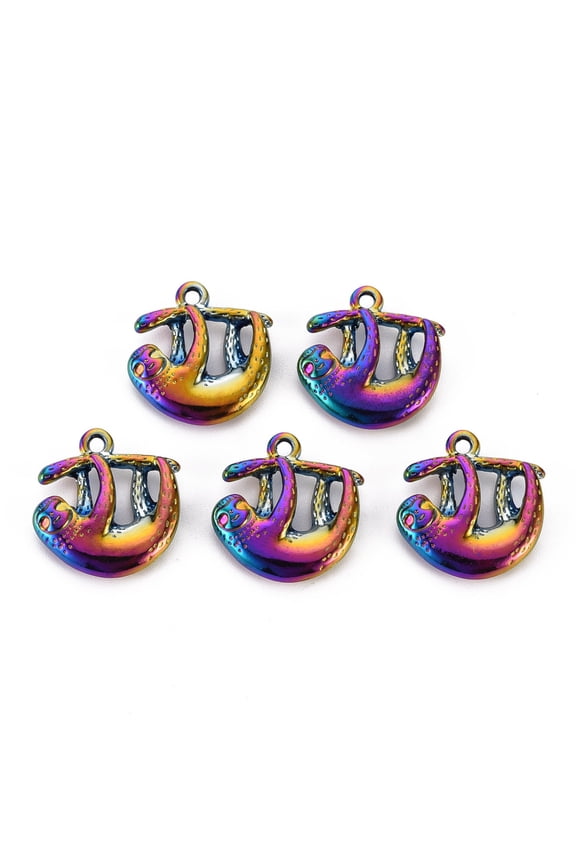 20 pc Alloy Pendants Cadmium Free Nickel Free Lead Free Sloth Rainbow color 20x19x4.5mm Hole: 1.8mm