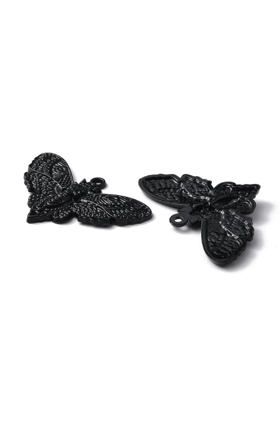 20 pc Alloy Pendants Moth with Skull Electrophoresis Black 27x42.5x3mm Hole: 2mm