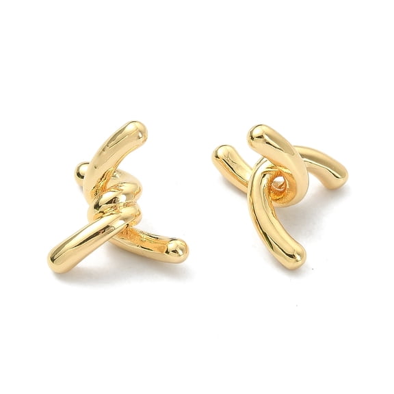 20 pc Brass Beads Twist Knot Real 18K golden Plated 15x15x11mm Hole: 0.6mm