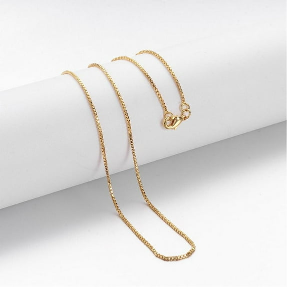 20 pc Brass Chain Necklaces Box Chain with Lobster Clasps Golden 18.1 inch