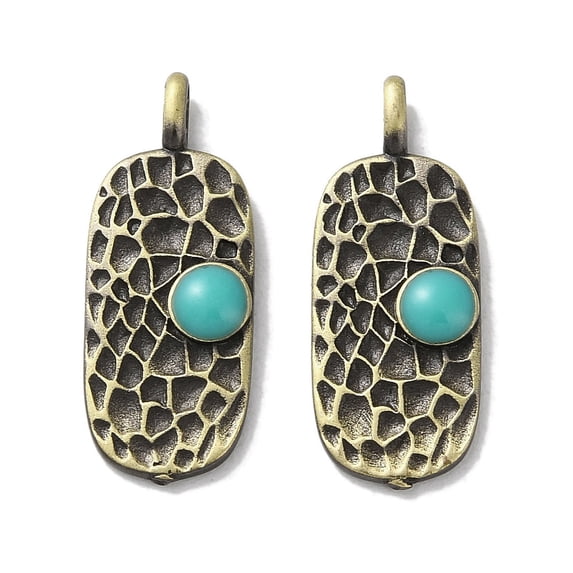 20 pc Brass Enamel Pendants Cadmium Free Lead Free Textured Oval Charm Antique Bronze 21x8x2.5mm Hole: 3x1.5mm