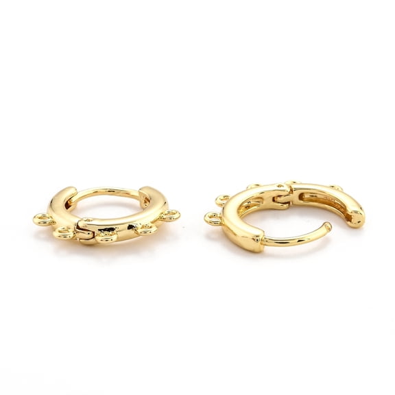 20 pc Brass Huggie Hoop Earring Findings with Horizontal Loop Long-Lasting Plated Real 18K golden Plated 15x17x2mm Hole: 1mm Pin: 1mm