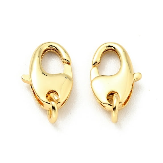 20 pc Brass Lobster Claw Clasps with Open Jump Rings Cadmium Free & Lead Free Oval Real 18K Gold Plated 11x7x2.5mm